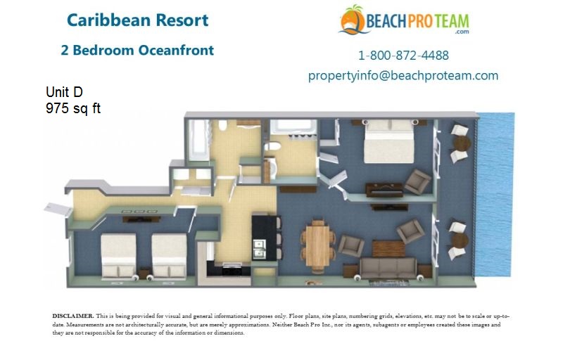 Caribbean II Floor Plan D - 2 Bedroom Oceanfront